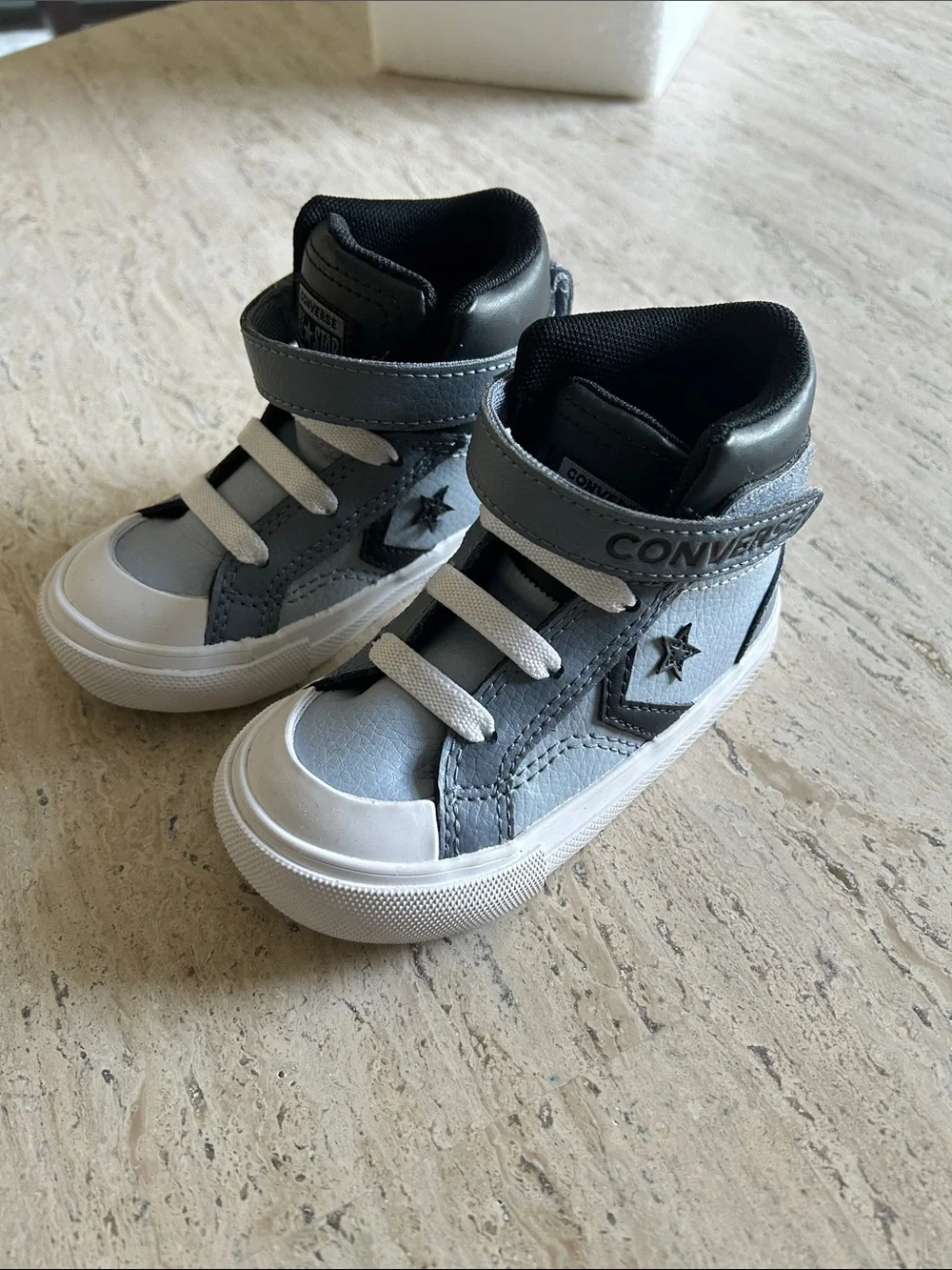 Converse Toddler Gray and White High-Top Sneakers